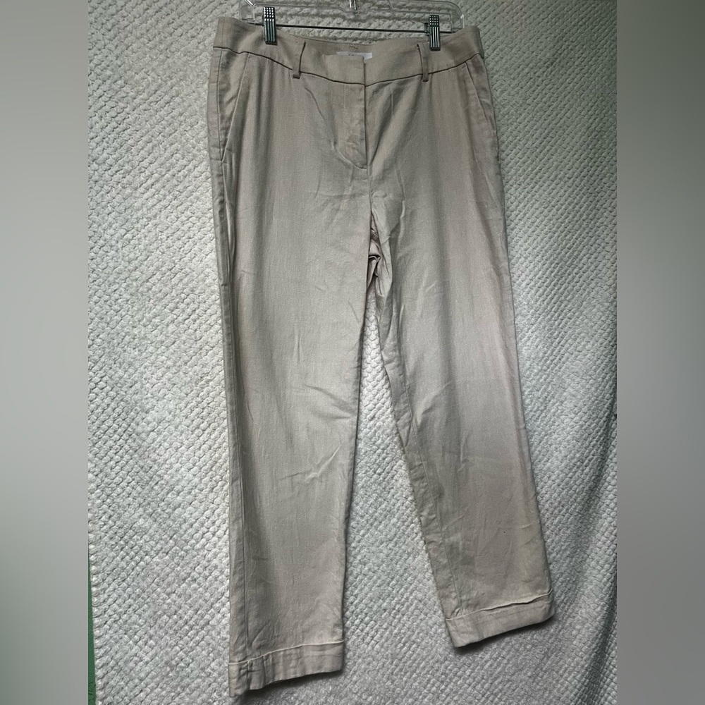 LOFT Womens The Devin Slim Beige Trouser Pants Work Pants Business Casual Size 8